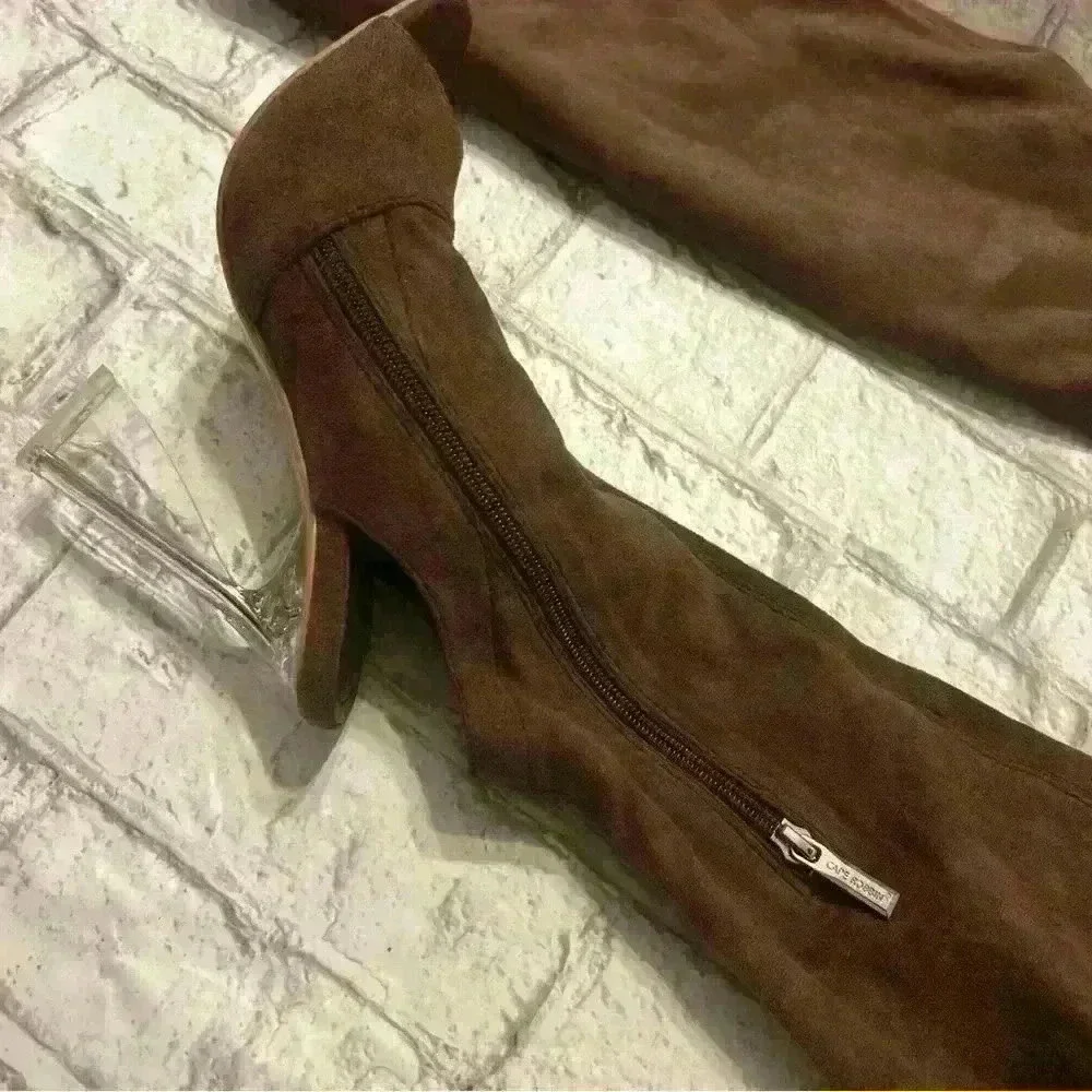 NWOT Cape Robbin Over the Knee Tight High Brown Faux Suede Boots Size 6.5
